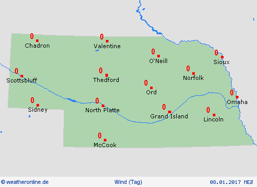 wind Nebraska Nordamerika Vorhersagekarten