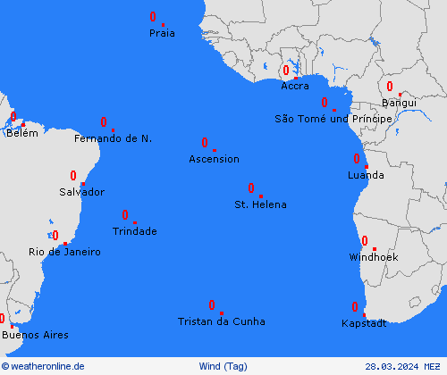 wind Atlantische Inseln Afrika Vorhersagekarten