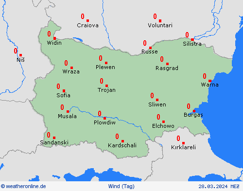 wind Bulgarien Europa Vorhersagekarten