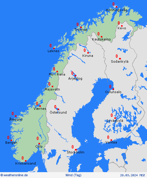 wind Norwegen Europa Vorhersagekarten