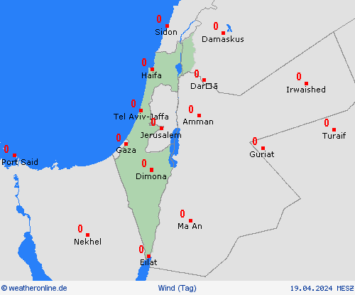 wind Israel Asien Vorhersagekarten