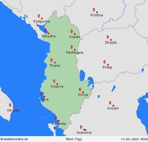 wind Albanien Europa Vorhersagekarten
