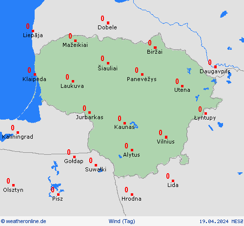 wind Litauen Europa Vorhersagekarten