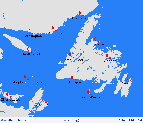 wind Saint-Pierre und Miquelon Nordamerika Vorhersagekarten