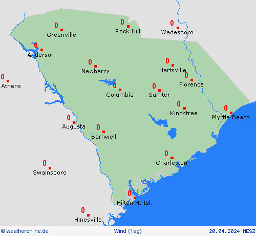 wind South Carolina Nordamerika Vorhersagekarten