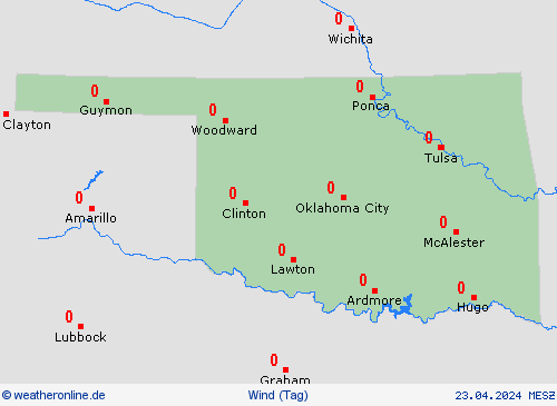 wind Oklahoma Nordamerika Vorhersagekarten