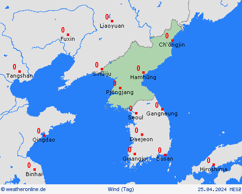 wind Nordkorea Asien Vorhersagekarten