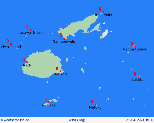 wind Fidschi Ozeanien Vorhersagekarten