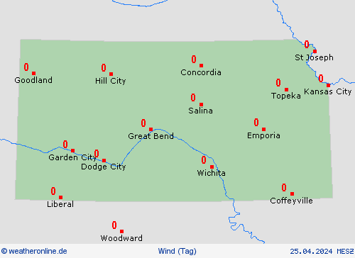 wind Kansas Nordamerika Vorhersagekarten