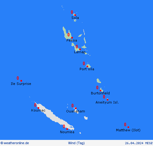 wind Vanuatu Ozeanien Vorhersagekarten