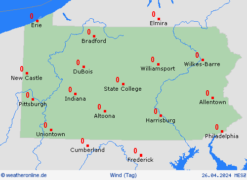 wind Pennsylvania Nordamerika Vorhersagekarten