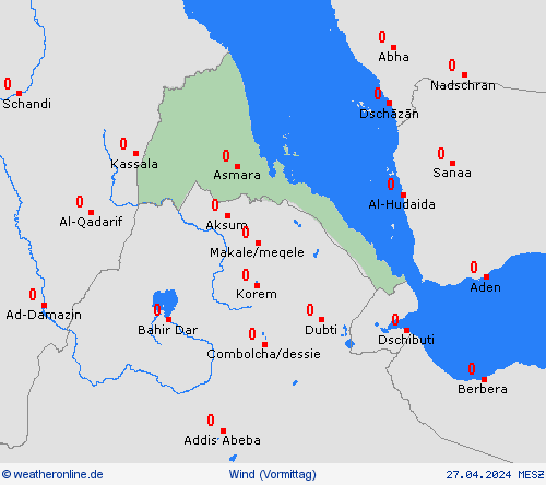 wind Eritrea Afrika Vorhersagekarten