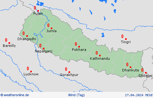 wind Nepal Asien Vorhersagekarten