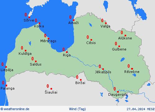wind Lettland Europa Vorhersagekarten