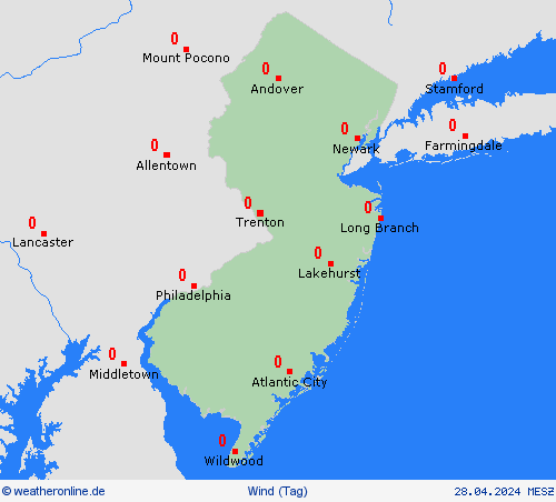 wind New Jersey Nordamerika Vorhersagekarten