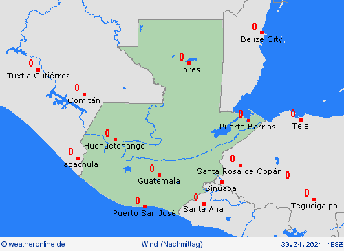 wind Guatemala Mittelamerika Vorhersagekarten