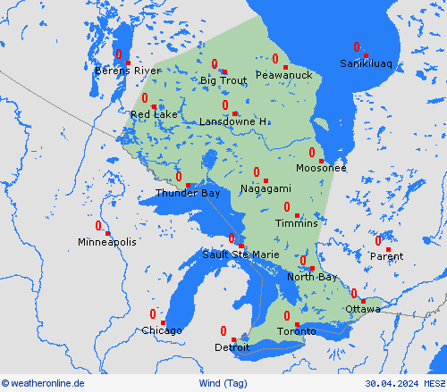 wind Ontario Nordamerika Vorhersagekarten