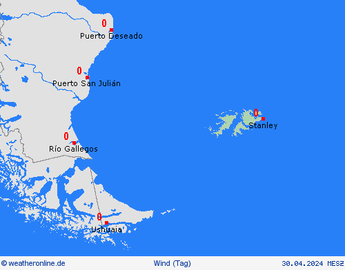 wind Falklandinseln Südamerika Vorhersagekarten