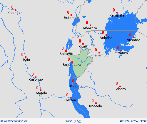 wind Burundi Afrika Vorhersagekarten