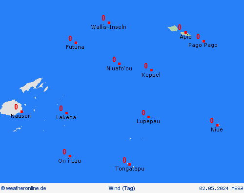 wind Samoa Ozeanien Vorhersagekarten