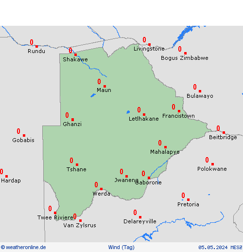 wind Botswana Afrika Vorhersagekarten