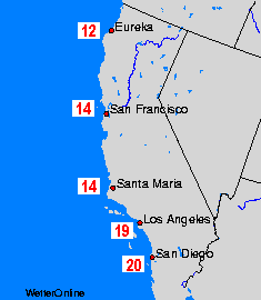 California Wassertemperaturkarten