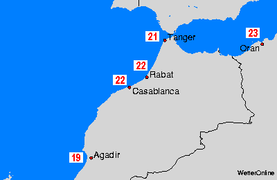 Marokko Wassertemperaturkarten