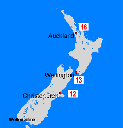 Neuseeland Wassertemperaturkarten