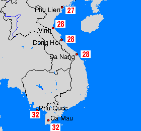 Vietnam Wassertemperaturkarten