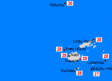 Fiji Wassertemperaturkarten