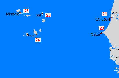 Cap Verde Wassertemperaturkarten