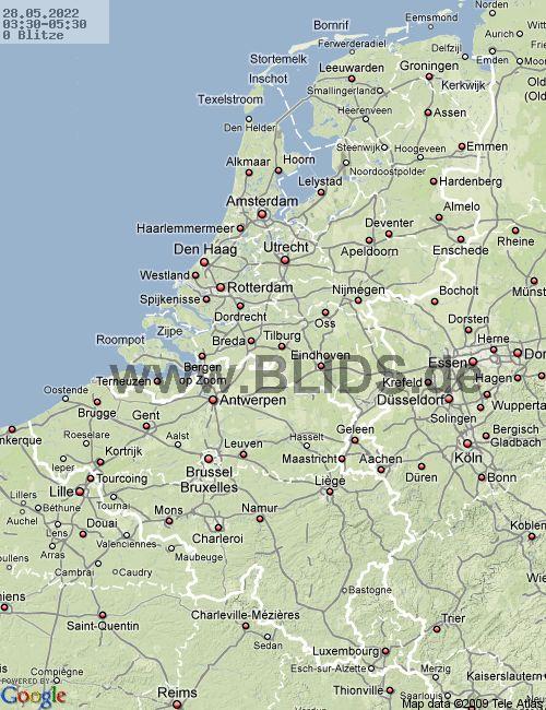 Blitze Niederlande 03:30 UTC Sa, 28.05.2022