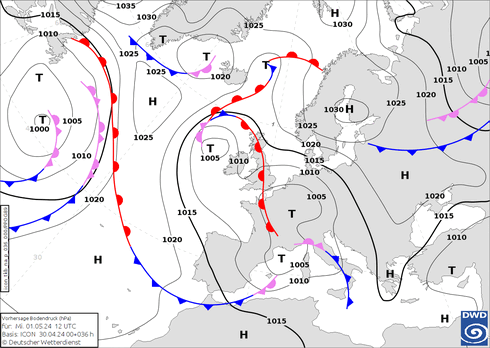 DWD Fronts Mi 01.05.2024 12 UTC