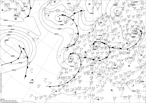 DWD Fronts Mo 06.05.2024 00 UTC