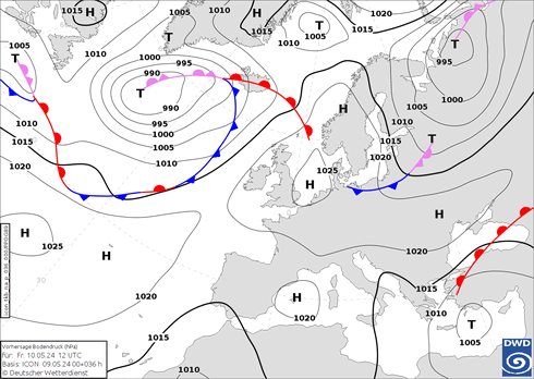 DWD Fronts Fr 10.05.2024 12 UTC