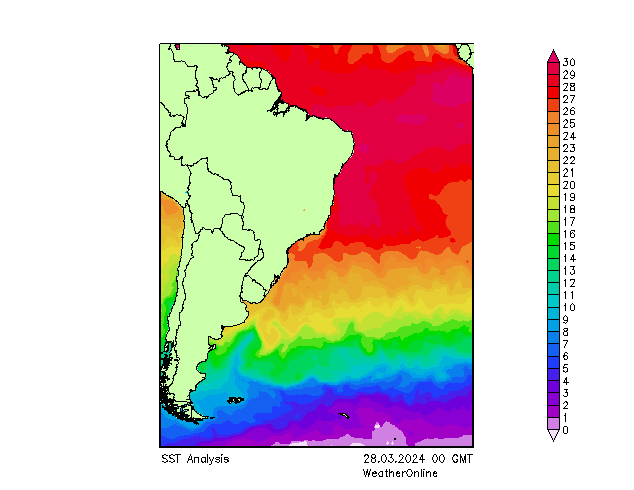 Atlantik SST Do 28.03.2024 00 UTC