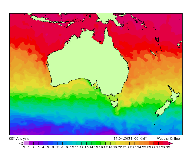 Australien SST So 14.04.2024 00 UTC