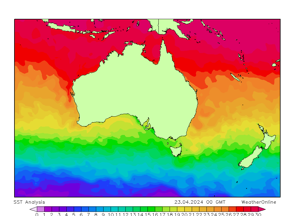 Australien SST Di 23.04.2024 00 UTC