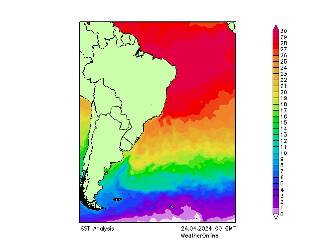 Atlantik SST Fr 26.04.2024 00 UTC