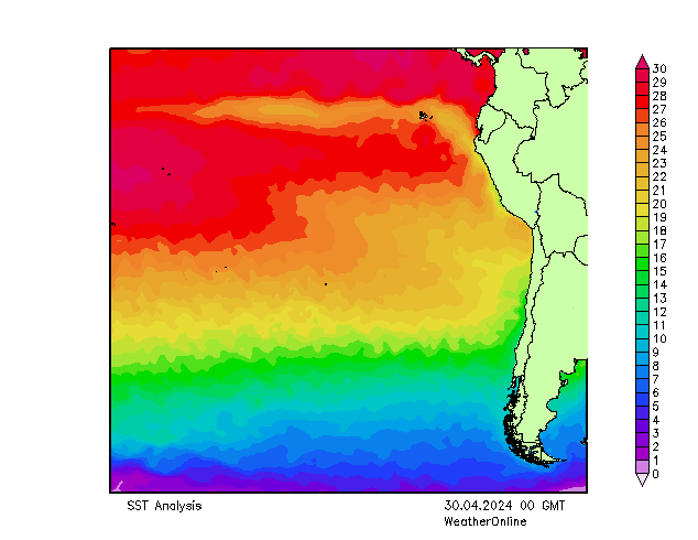 Pazifik SST Di 30.04.2024 00 UTC