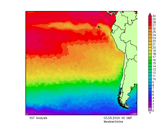 Pazifik SST Fr 03.05.2024 00 UTC