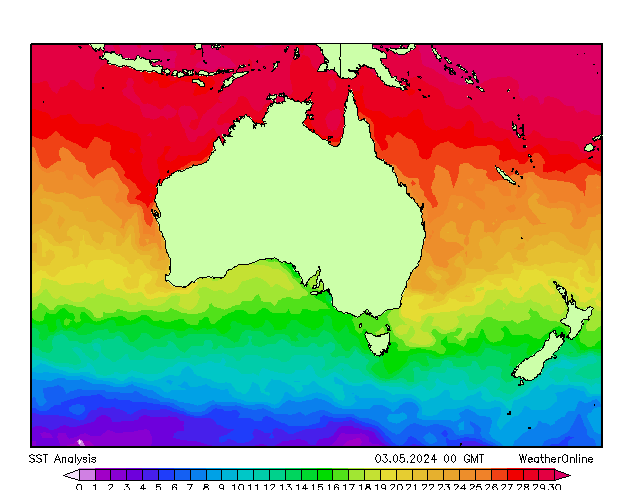 Australien SST Fr 03.05.2024 00 UTC