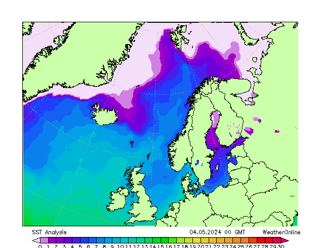 Nordatlantik SST Sa 04.05.2024 00 UTC