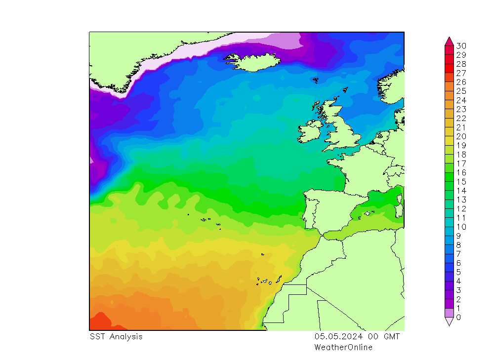 Atlantik SST So 05.05.2024 00 UTC