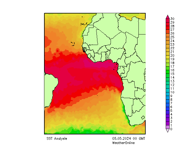 Atlantik SST So 05.05.2024 00 UTC