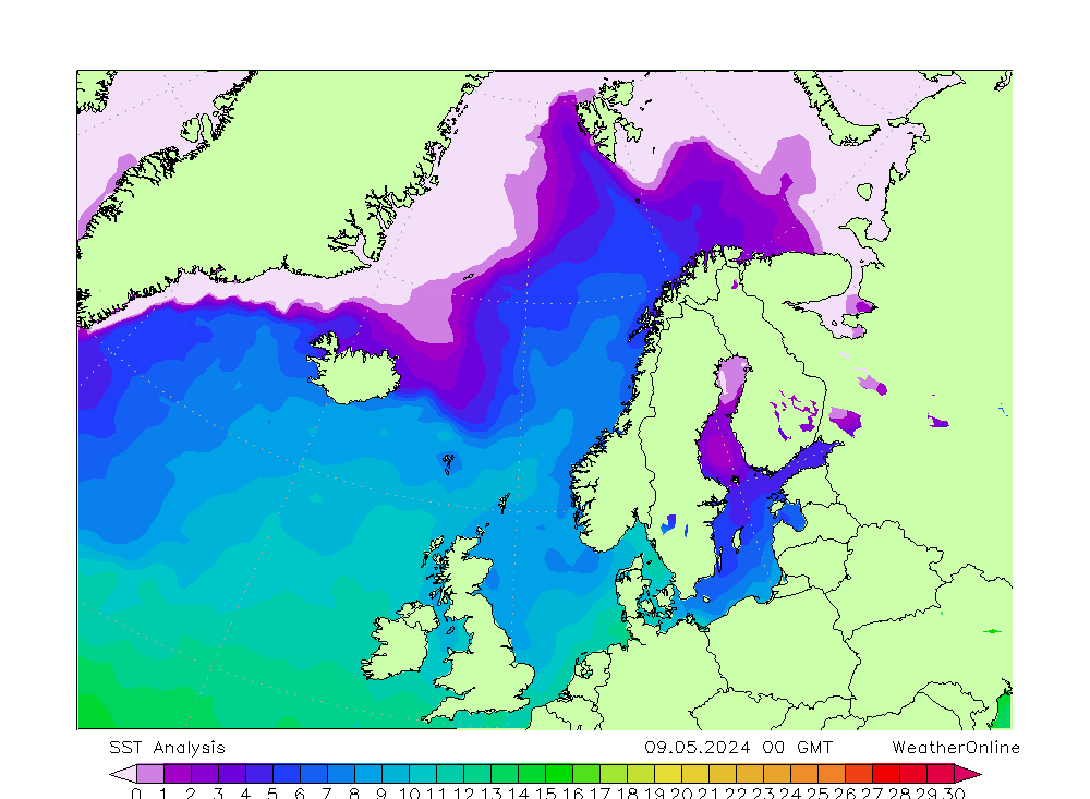 Nordatlantik SST Do 09.05.2024 00 UTC