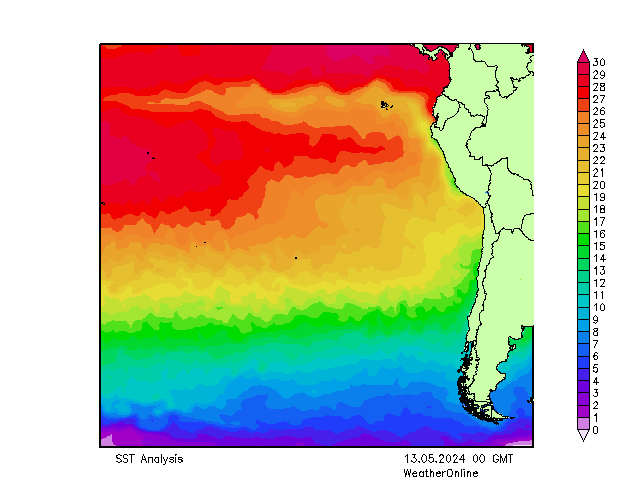 Pazifik SST Mo 13.05.2024 00 UTC