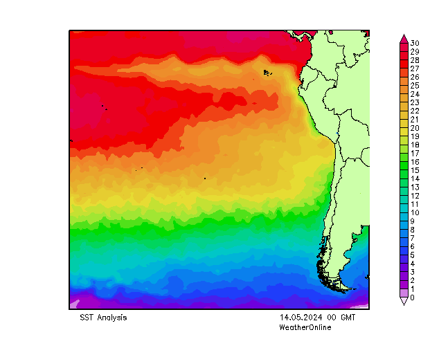 Pazifik SST Di 14.05.2024 00 UTC