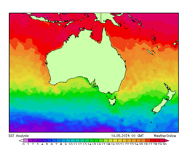 Australien SST Do 16.05.2024 00 UTC