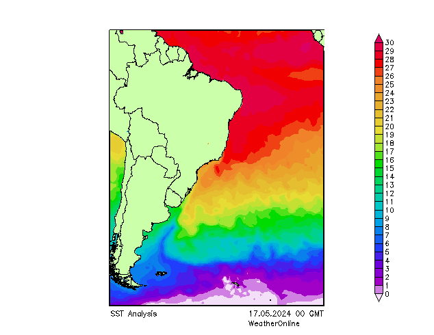 Atlantik SST Fr 17.05.2024 00 UTC
